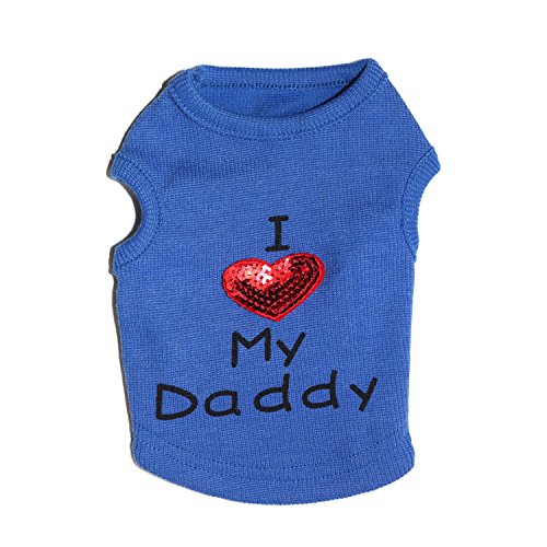 Hunde-Shirts mit Slogan-Weste "I Love My Daddy/Mommy", niedliches Herz-T-Shirt, Kleidung für Chiuahahahaha-Pudel, Teetasse, Shihtzu, Yorkie, Bulldogge, kleines Welpen-Kostüm von Petall