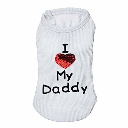 Hunde-Shirts mit Slogan-Weste "I Love My Daddy/Mommy", niedliches Herz-T-Shirt, Kleidung für Chiuahahahaha-Pudel, Teetasse, Shihtzu, Yorkie, Bulldogge, kleines Welpen-Kostüm von Petall