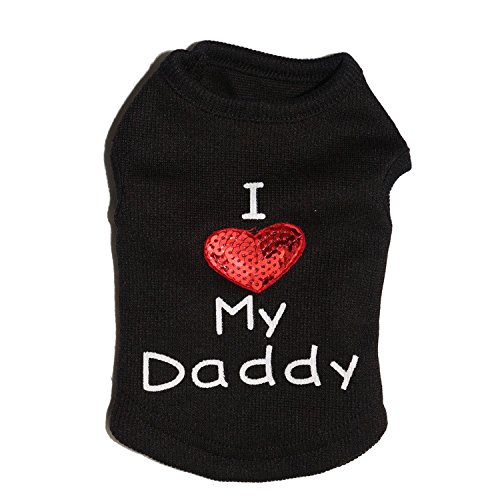 Hunde-Shirts mit Slogan-Weste "I Love My Daddy/Mommy", niedliches Herz-T-Shirt, Kleidung für Chiuahahahaha-Pudel, Teetasse, Shihtzu, Yorkie, Bulldogge, kleines Welpen-Kostüm von Petall