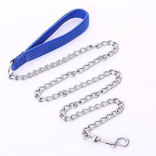 Pet Dog Steel Chain Leash Trainingsleine mit gepolstertem Schlaufengriff – robuste Hundeleine für kleine und mittelgroße Rassen (XL, Blau) von Petall