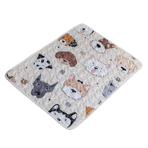 Petalum Bettmatte für Hunde und Katzen, Kissen, rechteckig, waschbar, faltbar, dünn, für Haustiere, bedruckt, mehrfarbig, niedliches Cartoon-Design (Stil E, 40 x 30 cm) von Petalum