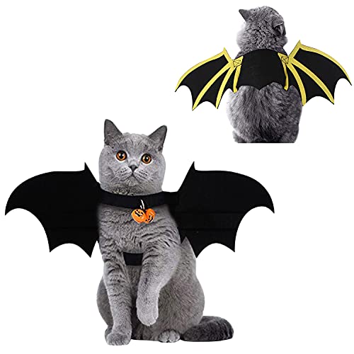 Petalum Haustier-Kostüm, Fledermausflügel, für Katzen, Hunde, Kostüm, niedlich, Kürbis-Glocke, Cosplay, Halloween, Party, Geschenk, Zubehör (S) von Petalum