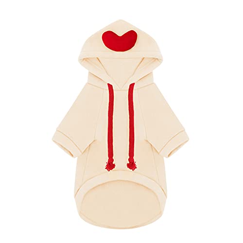 Petalum Hundemantel Hund Hoodie Warm Hundepulli Haustier Kapuzenpullis für Kleine Mittelgroße Hunde warm Hundebekleidung Rote Herz XS von Petalum