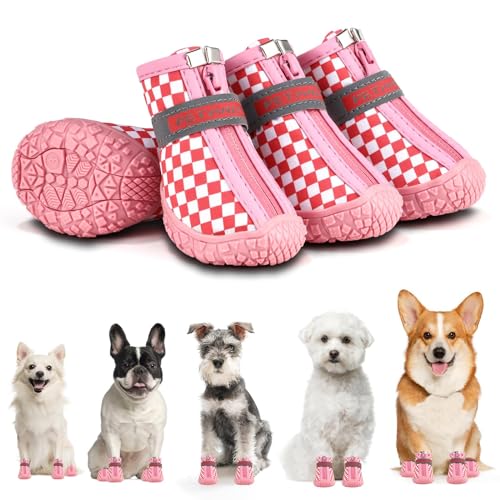 Hundeschuhe für kleine Hunde: mittelgroße Hundeschuhe für heißen Sommerpflaster, verschneite Wintertage, Harte Böden, Outdoor-Hundestiefel und Pfotenschutz zum Wandern und Laufen, 4 Stück von Petanims