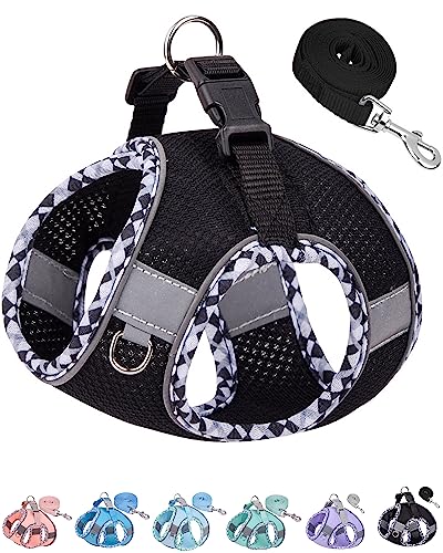 Petank Hundegeschirr Medium (schwarz) – Jacquard-Stoff Klettverschluss – Easy Walk Geschirr für Training, Laufen, Spazierengehen – reflektierender Streifen – Größe M – Hunde verschiedener Rassen & von Petank