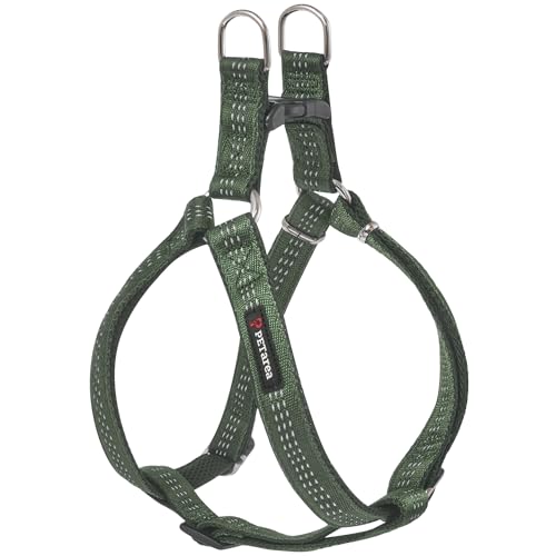 Petarea Step in Hundegeschirr, Reflektierendes verstellbares Westengeschirr für kleine, mittelgroße und große Rassen, No Pull Hundegeschirr, Walking Training Control Harnesses (Grün, Small) von Petarea