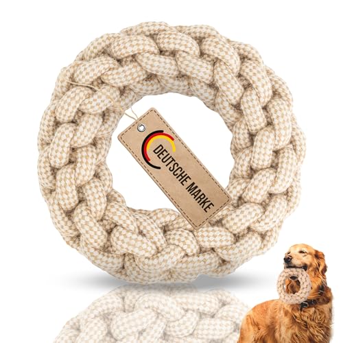 Petaureus Premium Hundespielzeug Große Hunde: Seil Ring - Robustes Welpenspielzeug aus Baumwolle & Hanf - Ideal für mittlere bis große Hunde & aktive Welpen von Petaureus