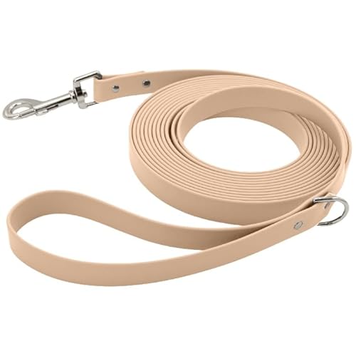 Petbo® 10m Biothane Schleppleine mit Handschlaufe | 19mm Breite für mittelgroße & große Hunde | weich + Wasser- & schmutzabweisend | leicht zu reinigende Hundeleine mit 10 Meter Länge (Beige) von Petbo