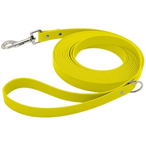 Petbo® 10m Schleppleine mit Handschlaufe | 19mm Breite für mittelgroße & große Hunde | weich + Wasser- & schmutzabweisend | leicht zu reinigende Hundeleine mit 10 Meter Länge (Neon-Gelb - Biothane) von Petbo