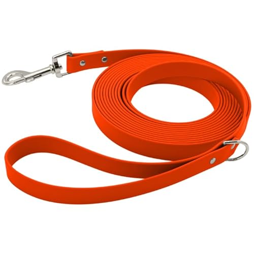 Petbo® 10m Schleppleine mit Handschlaufe | 19mm Breite für mittelgroße & große Hunde | weich + Wasser- & schmutzabweisend | leicht zu reinigende Hundeleine mit 10 Meter Länge (Orange - Gurtband) von Petbo