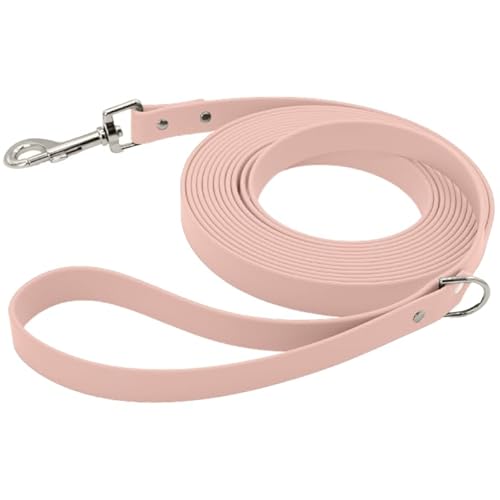 Petbo 10m Schleppleine mit Handschlaufe | Extra Bequeme 19mm Breite für mittelgroße & große Hunde | weich + leicht zu säubern | Hundeleine mit 10 Meter Länge (Pastell-Rosa - Gurtband) von Petbo