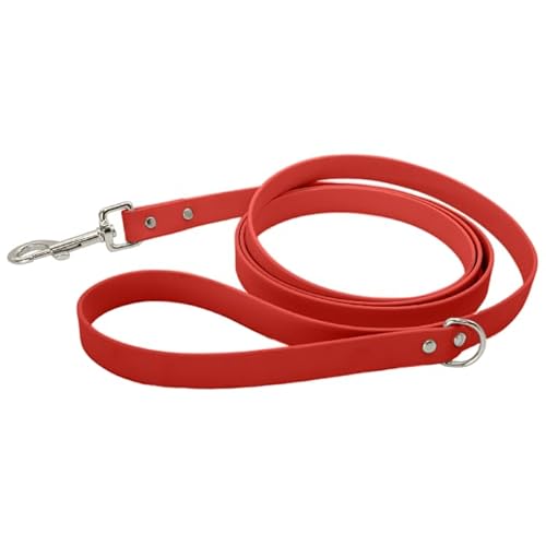 Petbo® 2m Führleine mit Handschlaufe | 19mm Breite für kleine, mittelgroße & große Hunde | weich + leicht zu säubern | Hundeleine mit 2 Meter Länge (Rot - Gurtband) von Petbo