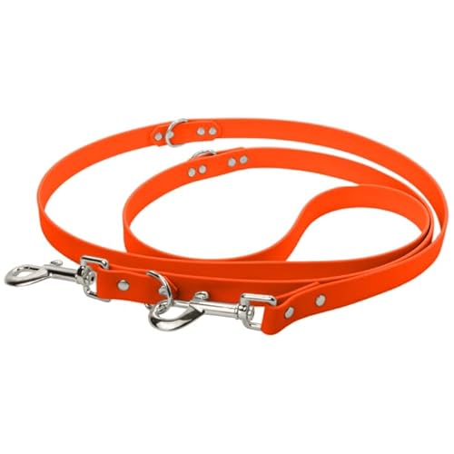 Petbo® 2m Führleine verstellbar (1m / 1,25m / 1,7m) | 19mm Breite für alle Hundegrößen | weich + leicht zu säubern | Verstellbare Hundeleine bis 2 Meter Länge (Orange - Gurtband) von Petbo