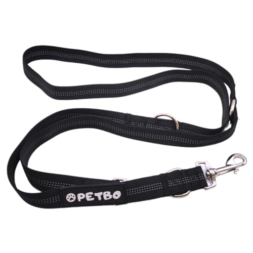 Petbo® Verstellbare Hundeleine 3-Fach für Große, Mittelgroße und Kleine Hunde - Nylon, Edelstahl Karabiner, Reflektierend - 1,00m / 1,25m / 1,70m Umhängeleine/Führleine/Freihandleine, Wetter-/Reißfest von Petbo