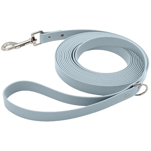 Petbo 5m Kurze Biothane Schleppleine mit Handschlaufe | Extra Bequeme 19mm Breite für alle Hunde | weich + leicht zu säubern | Hundeleine mit 5 Meter Länge (Pastell-Blau - Biothane) von Petbo