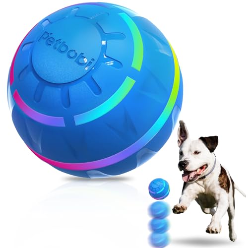 Petbobi Aktiver Rollball für Hunde, interaktiver Hundeball mit LED-Blitzlicht, inklusive selbstbeweglichem Spielzeug für mittelgroße und große Hunde zum Jagen und Selbstspielen, wiederaufladbar über von Petbobi