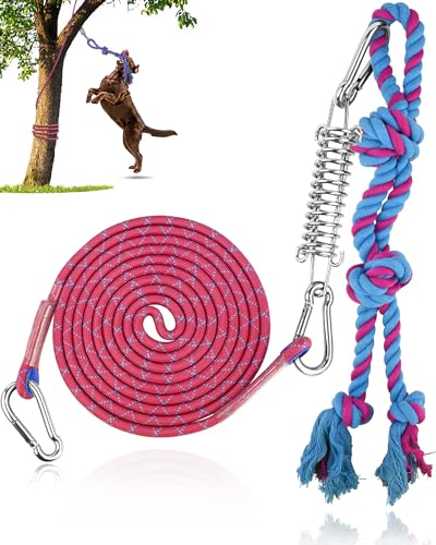 Petbobi Bungee-Hundespielzeug, Seilzug, Outdoor-Hundespielzeug für Pitbull, interaktiv und Übung, Federstab-Haltegurt mit strapazierfähigem Seil, Outdoor-Hängespielzeug für große Hunde, reduziert von Petbobi