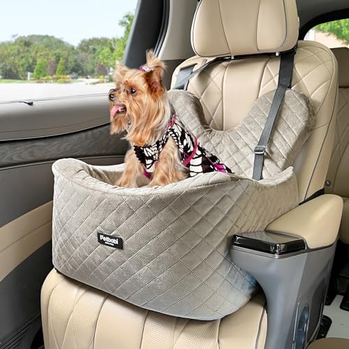 Petbobi Hundeautositz für kleine Hunde – Premium Booster Sightseeing Sofa Sitz für Haustier bis zu 11,3 kg – sorgt für Haustiersicherheit mit Sicherheitsgurt – bequemer hochdichter Schaumstoff – von Petbobi