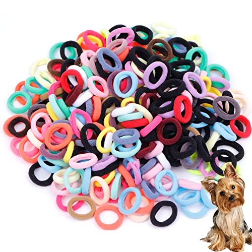 Petbuy 300 Stück Gummibänder für Welpen, elastische Hundehaarbänder, 25 mm, für Mädchen, kleine Hunde, Fellpflegezubehör für Hunde, Nylon-Haarbänder, gemischte Farben (gemischte Farben) von Petbuy