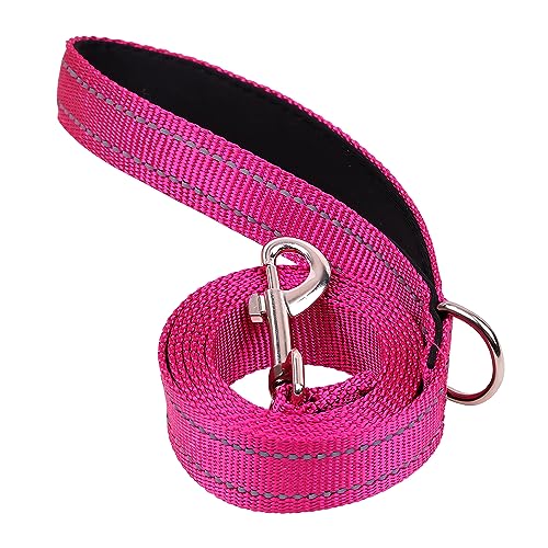 Petbuy Doppelseitige reflektierende Hundeleine für große und mittelgroße und kleine Hunde, starke und langlebige Haustier-Nylon-Leinen mit weich gepolstertem Griff, Welpenleine mit D-Ring (Hot Pink, von Petbuy