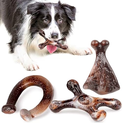 Petbuy Hunde-Kauspielzeug für aggressive Kauer, unzerstörbar, robustes Kauspielzeug, Speckgeschmack, langlebiges Nylon, Zahnspielzeug für Hunde, Geschenk, für kleine, mittelgroße und große von Petbuy