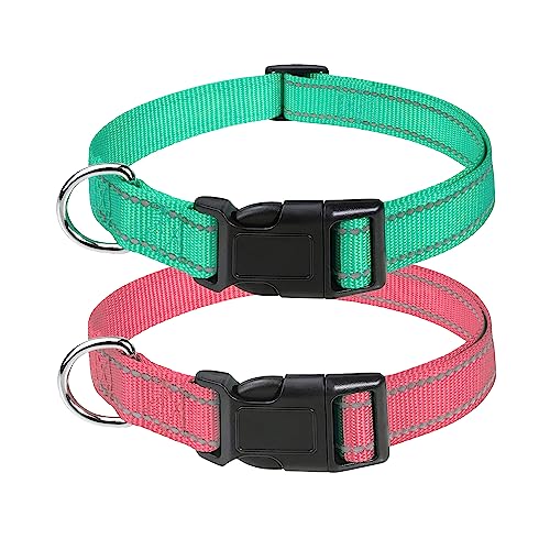 Petbuy Reflektierendes Nylon-Hundehalsband, mit Schnellverschluss-Schnalle, verstellbare Sicherheits-Nylon-Halsbänder für kleine, mittelgroße und große Hunde, Größe S, Breite 1,9 cm, Halsumfang 30,5 von Petbuy