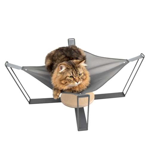 Petcomo Katzen-Hängemattenbett, erhöhtes Haustierbett aus Stahl, für drinnen und draußen, abnehmbar, atmungsaktiv, grau, tragbar, geeignet für Katzen und kleine Hunde, MK2071A von Petcomo