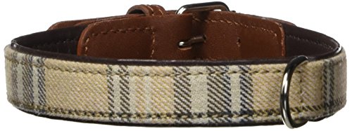 La Cinopelca Hundehalsband Hundehalsband Leder und Canvas Tartan, handgefertigt von Petego