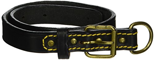 Petego La Cinopelca Klassisches Lederhalsband mit glatter Oberfläche, flach, schwarz, 3,8 cm, passend für 33 bis 40,6 cm von Petego