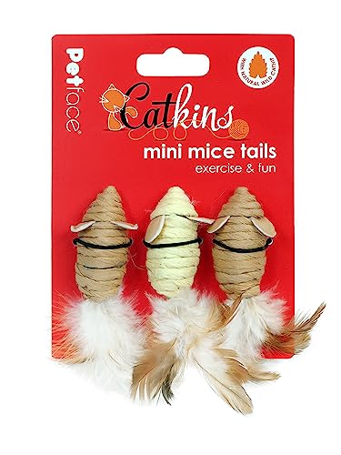 Petface Catkins Mini-Mäuseschwanz-Katzenspielzeug, 3-teilig von Petface