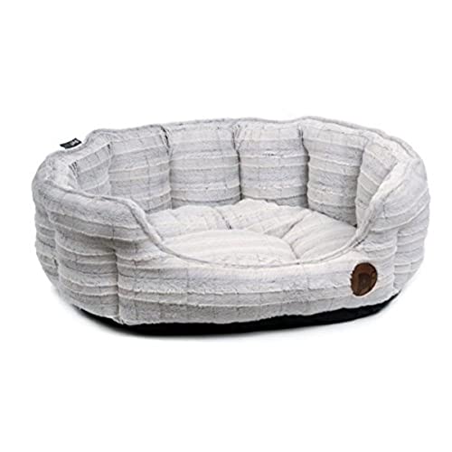 Petface Hundebett, oval, Plüsch, Größe L, Weiß von Petface