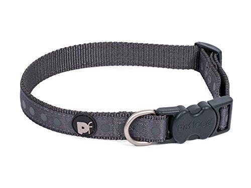 Petface Hundehalsband, Nylon, gepunktet Ton-in-Ton, mittelgroß, grau von Petface