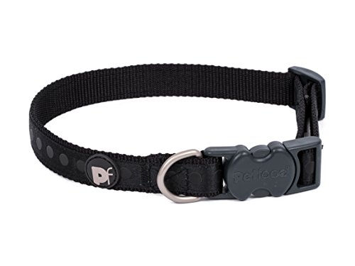 Petface Hundehalsband, Nylon, gepunktet Ton-in-Ton, mittelgroß, schwarz von Petface