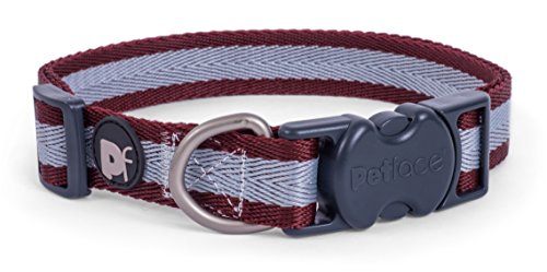 Petface Hundehalsband, mittelgroß, gestreift, tiefrot von Petface