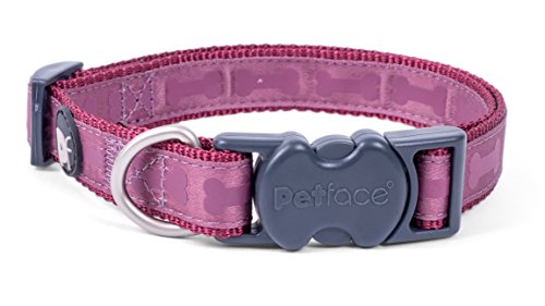 Petface Hundehalsband mit Knochenmuster Ton-in-Ton, beerenfarbig von Petface