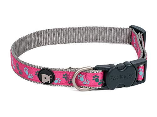 Petface Hundehalsband mit Pfotenabdruckmotiv, Größe XS, Kirschrot/Grau von Petface