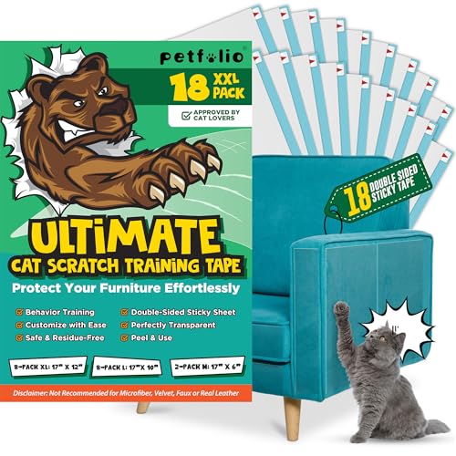 18 Pack Anti Cat Scratch Deterrent for Furniture - Double Sided Cat Anti Scratch Furniture Protector.Cat Couch Protector from Cat Claws, Effective Furniture Scratch Guards for Cats Training von Petfolio