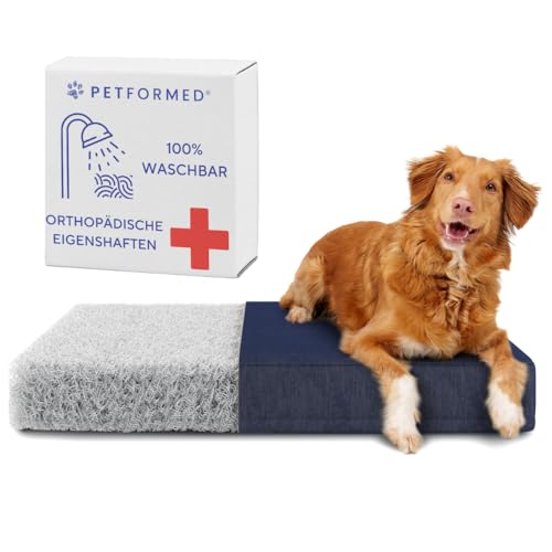 Petformed Orthopädisches Hundebett - OXYMESH Hundesofa 120x71cm, Waschbar Hundecouch - Antiallergisch und Antibakteriell Wasserdicht Hundematratze: Dunkel Blau von Petformed