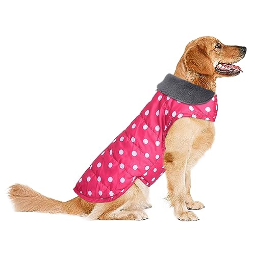 Hunde-Wintermantel, winddichte, wasserdichte Hundejacke für kaltes Wetter, gemütliche, warme Haustierkleidung für Welpen, Hunde, kleine, mittelgroße und große Hunde, Mädchen (rosa Punkte, 3XL) von Petglad