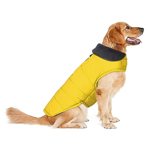 Hunde-Wintermantel, winddichte und wasserdichte Hundejacke für kaltes Wetter, gemütliche, warme Haustierkleidung für Welpen, Hunde, kleine, mittelgroße und große Hunde, Haustiere, Mädchen (Gelb, S) von Petglad