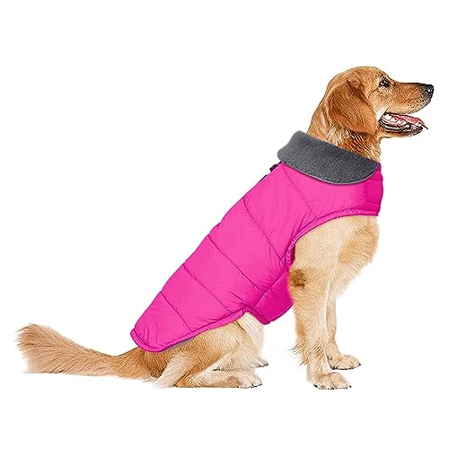 Hunde-Wintermantel, winddichte und wasserdichte Hundejacke für kaltes Wetter, gemütliche, warme Haustierkleidung für Welpen, Hunde, kleine, mittelgroße und große Hunde, Haustiere, Mädchen (Rosa, 2XL) von Petglad