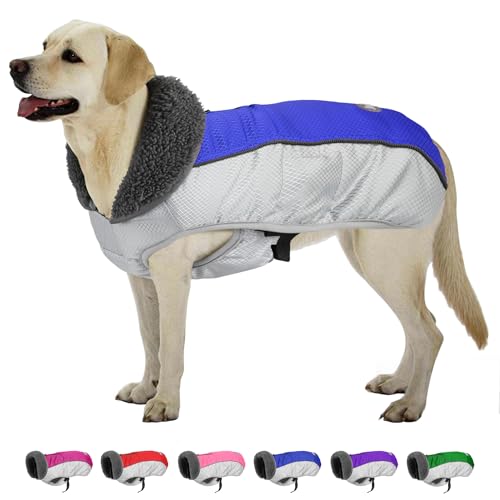 Petglad Hundemantel, Ripstop-wasserdichte Hunde-Winterjacke mit Reißverschlussloch für die Leine, reflektierender, verstellbarer Hunde-Fleecepullover, warme Schneeweste für kleine, mittelgroße und von Petglad