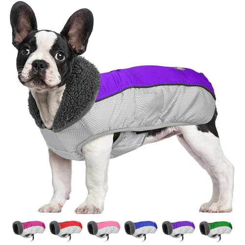 Petglad Hundemantel, Ripstop-wasserdichte Hunde-Winterjacke mit Reißverschlussloch für die Leine, reflektierender, verstellbarer Hundefleecepullover, warme Schneeweste für kleine, mittelgroße und von Petglad