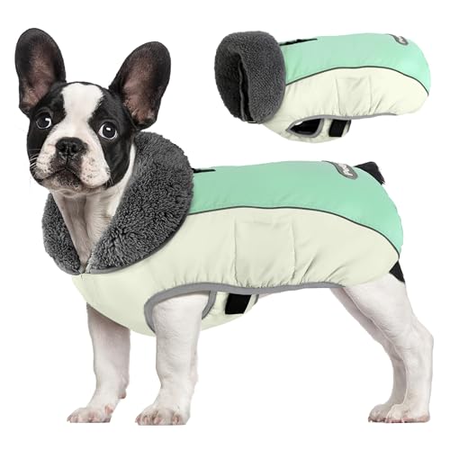 Petglad Hundemantel, wasserdichte Hunde-Winterjacke mit Loch für die Leine, reflektierender, verstellbarer Hunde-Fleecepullover, warme Schneeweste für kleine, mittelgroße und extra große Hunde von Petglad