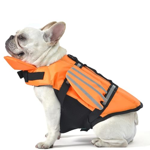 Petglad Hundeschwimmweste, Flügel-Design Haustier-Schwimmweste Reflektierende Hundeschwimmweste mit Kinnschwimmer für Pool, Strand, Bootfahren, Surfen, mittelgroße und große Hunde (Orange, XS) von Petglad