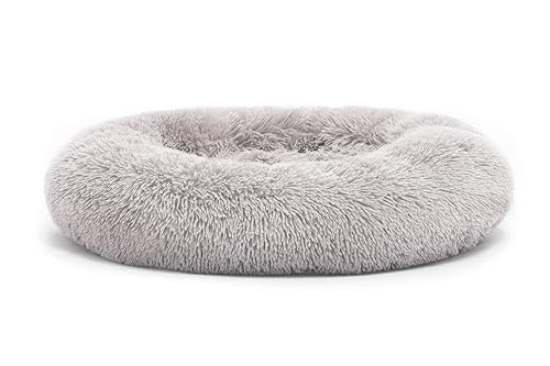 Record - Hundebett Donut für Hunde und Katzen, mit Rutschfester Unterseite, wasserdicht und waschbar, rundes Kissen, Durchmesser 70 x 25 cm, Farbe Grau von Record