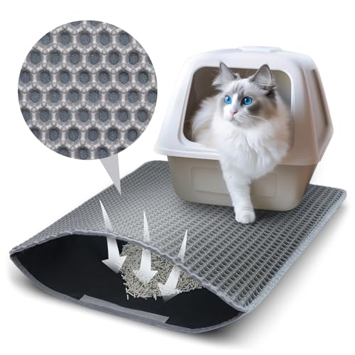 Katzenklo Matte, 45x30 cm Katzenstreu Matte, Doppelte Schichte Non-Slip wasserdichte Entwurf Katzenmatte Katzenklo, Bienenwabe Matte Katzentoilette, Cat Litter Mat Streu Kontrolle von Petgulu