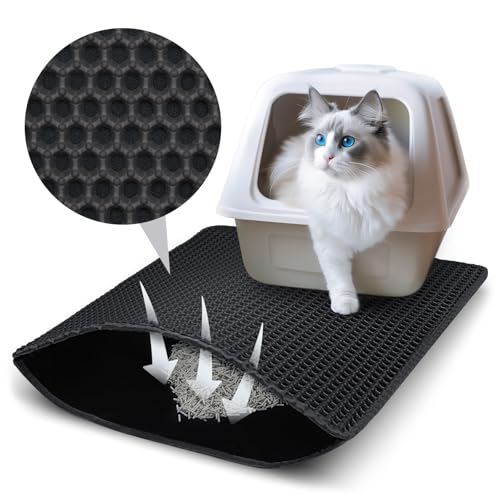 Katzenklo Matte, 50x40 cm Katzenstreu Matte, Doppelte Schichte Non-Slip wasserdichte Entwurf Katzenmatte Katzenklo, Bienenwabe Matte Katzentoilette, Cat Litter Mat Streu Kontrolle von Petgulu