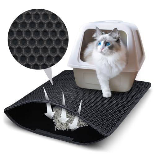 Katzenklo Matte, 75x55 cm Katzenstreu Matte, Doppelte Schichte Non-Slip wasserdichte Entwurf Katzenmatte Katzenklo, Bienenwabe Matte Katzentoilette, Cat Litter Mat Streu Kontrolle von Petgulu