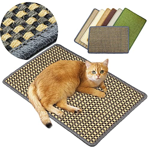 Pethave Kratzmatte für Katzen, 23.6x39.9 cm, Sisalmatte mit Klettbändern, horizontaler Katzenkratzer, schützt Teppiche und Sofas (Gitter-Stil) von Pethave